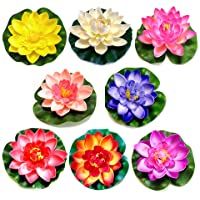 8 Piezas Lirio Agua Artificial Flotante Estanque- a Prueba de Agua Flor Loto para Los Amantes y Los Niños- Se Aplica a…